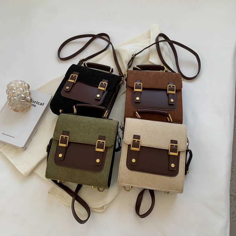 Vintage Small Corduroy Woman Backpacks New Female Fashion Backpack Travel Shoulder Bag Mochilas Crossbody Bags for Teenage Girls 241106