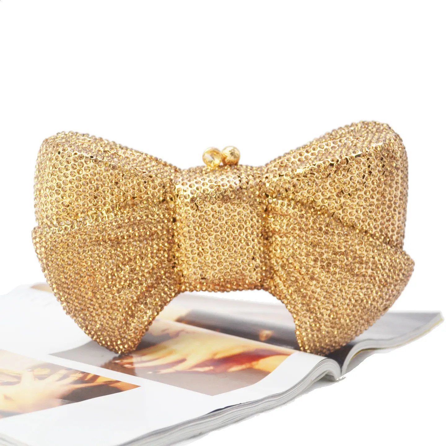 KHNMEET Novel Bow Clutch Crystal Night Bag Silver Bow Water Diamond Womens Handbag Wedding Party Wallet SM95 241031