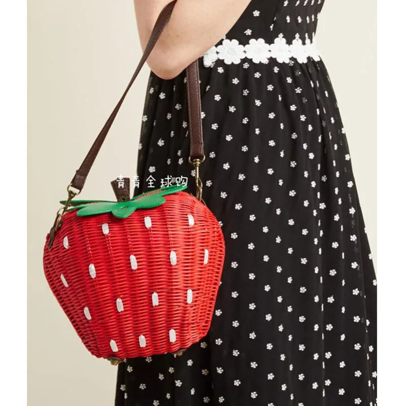 straw bags latte bags fashionable woven agricultural handbags fruit bags strawberry bags cartoon messenger bags241106