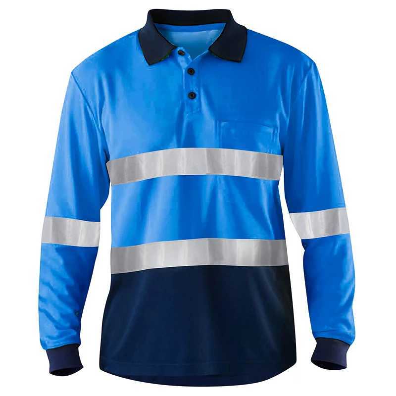 Mens high visibility heavy-duty breathable long Sve reflective suit building T-shirt W241106
