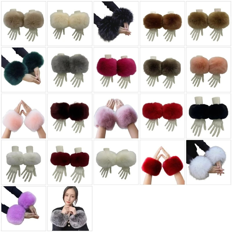 Soft fur wristband sleeves suitable for fashionable women and young people with warm arms multi-color Y2K fur wristband cuffs 241106