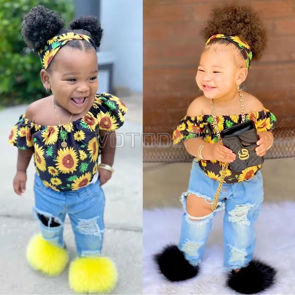 Fur Slides For Kids Furry Children Real Fur Slippers Strap Fluffy Raccoon Flip Flops Baby Sandals Girls Cute Funny Shoes Toddler 241106