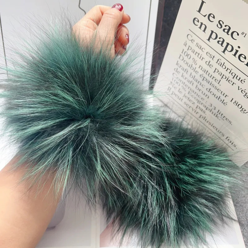 Natural fur cuffs keep warm in winter womens fur wrist cuffs keep fur sleeves warm plush elastic fur bracelets sleeves 241106