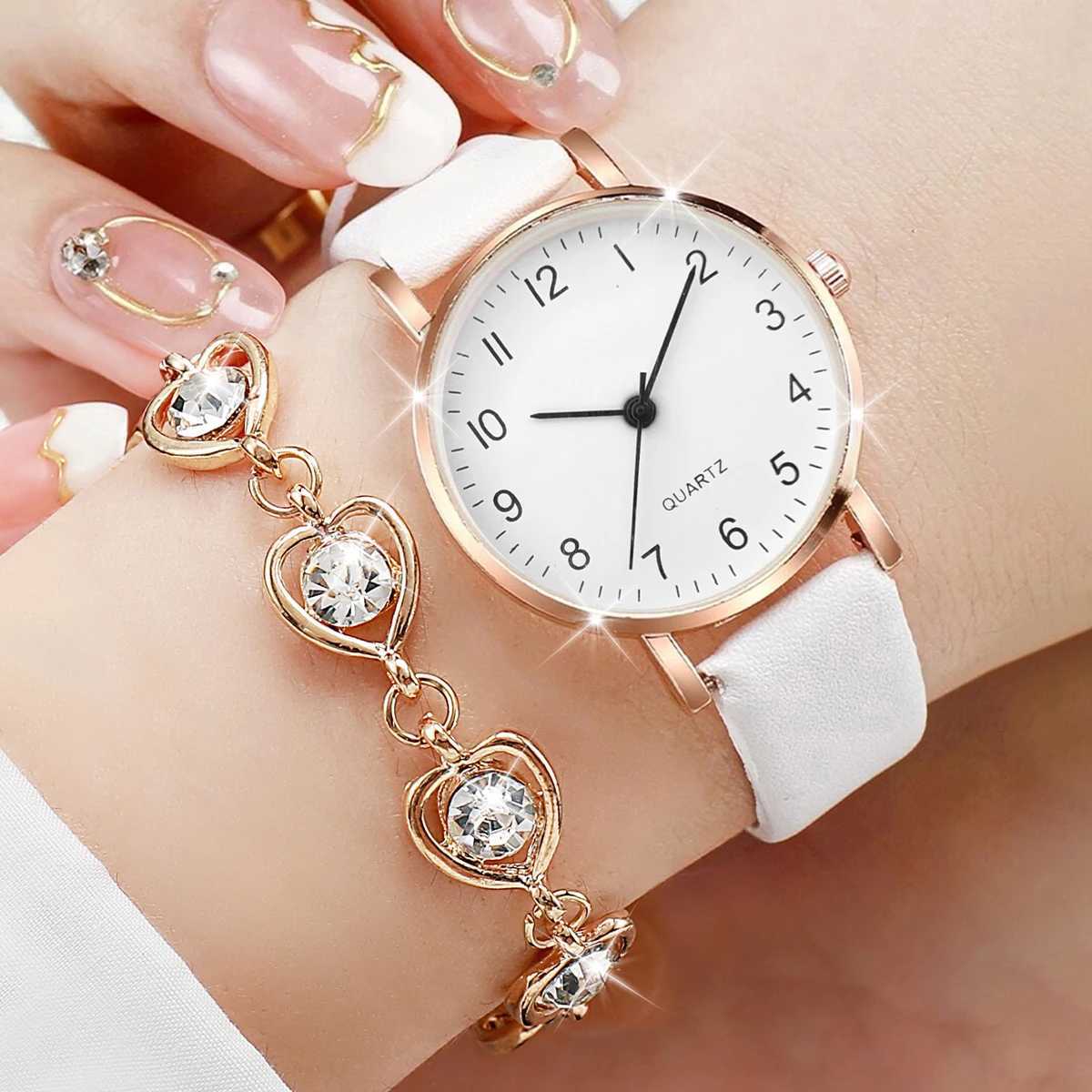 Fashion Noble Wens Watch White Digital Dial Quartz Watch Jewelry Set X241106