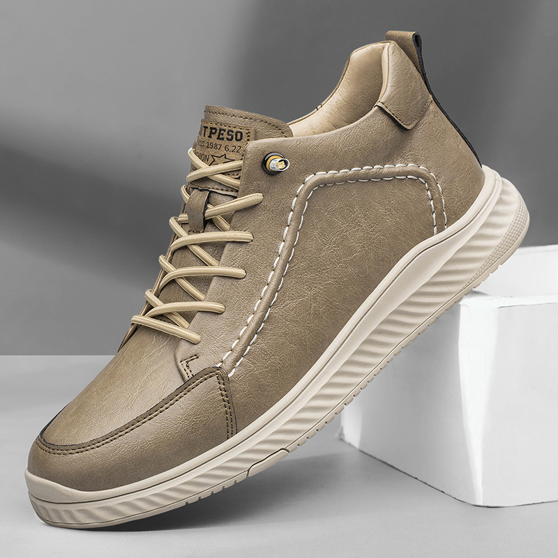 2025 New Men's Genuine Leather Snow Boots Winter Outdoor Designer Snow Cotton Thick Bottom Lace Anti Cold And Warm High Top Shoes Casual Leather 