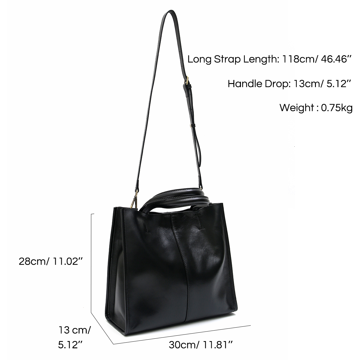 Minimalist Retro Genuine Leather Handbag For Women Designer Large Capacity Slant Shoulder Handbag