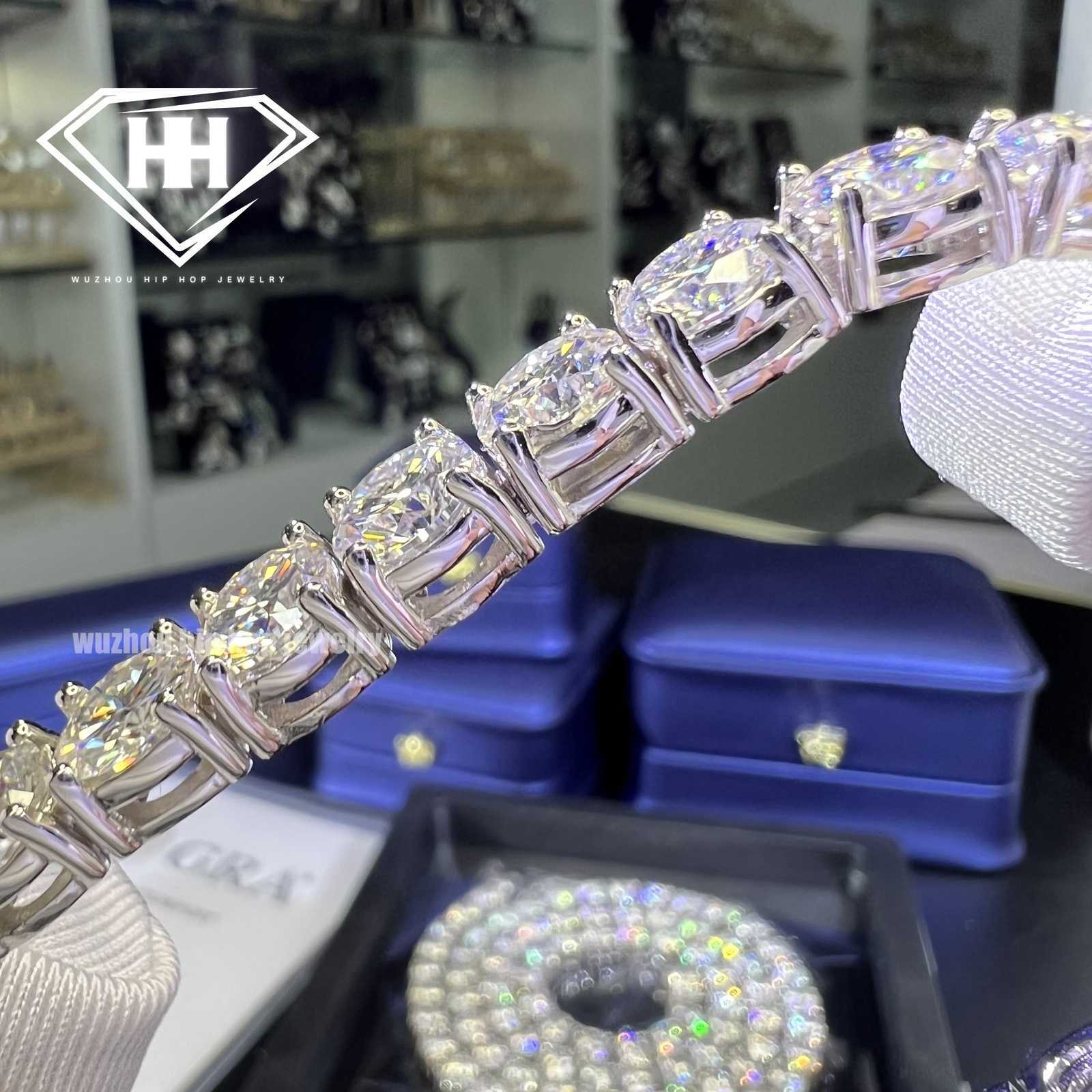 Wholesale Ice Moissanite Chains 3mm 4mm 5mm Silver S925 GRA Verified VVS1 Excellent Cut Diamond Moissanite Tennis Necklaces