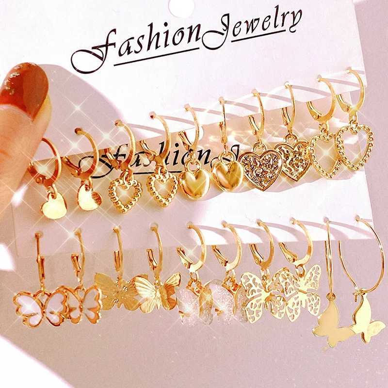 Bohemian earring set suitable for metal gold hollow pendant earrings girls parties fashionable jewelry gifts 2023 new X241106
