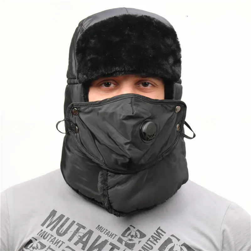 Winter thermal ear muffs bomber hat scarf mens womens Russian hunter hat soldier ear muffs sled hat facial mask 241106