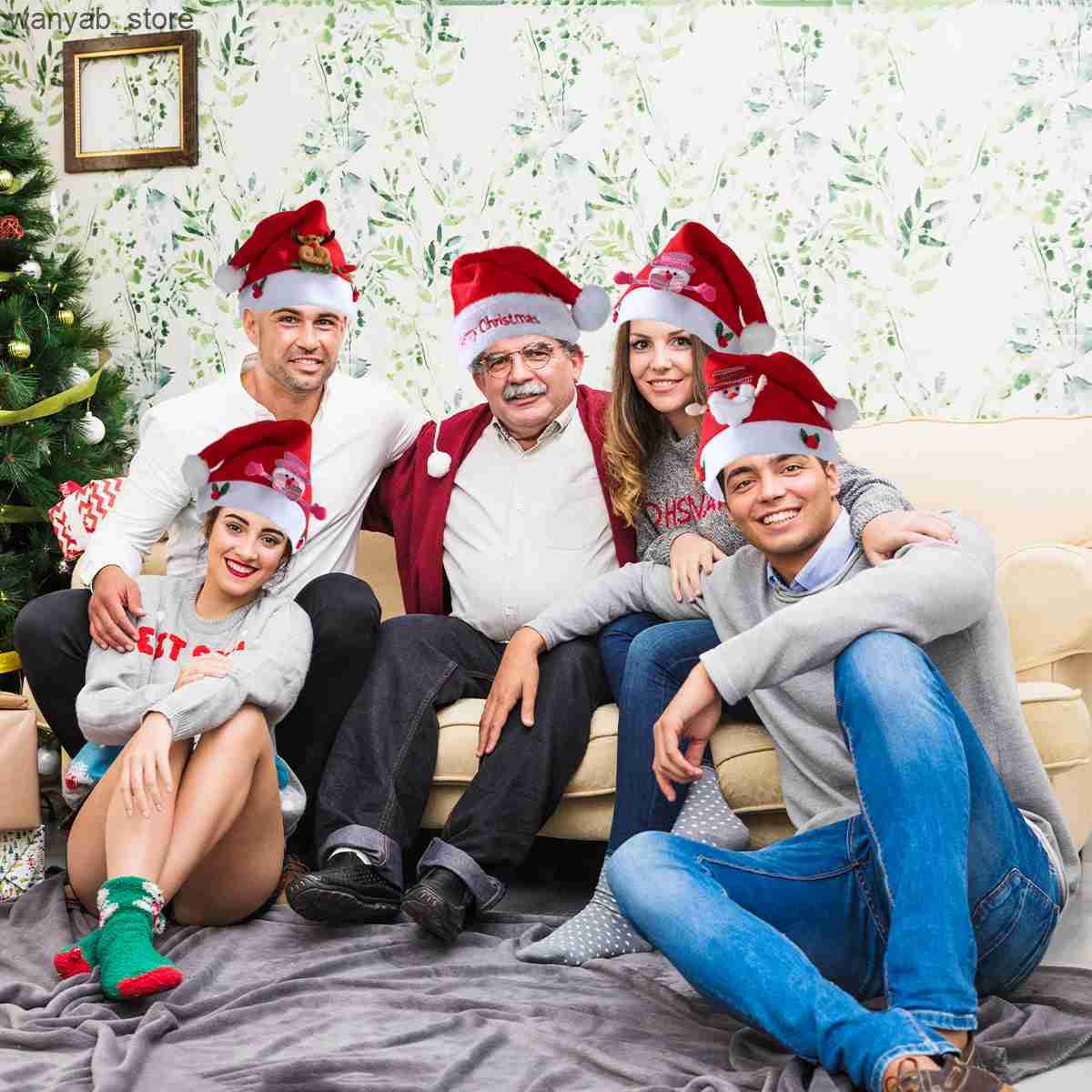 Wide Brim Hats Bucket Hats 2023 Adults Kids Christmas Hats Non-woven Fabric Santa Claus Xmas Hats Merry Christmas New Year Party Festival Decoration G