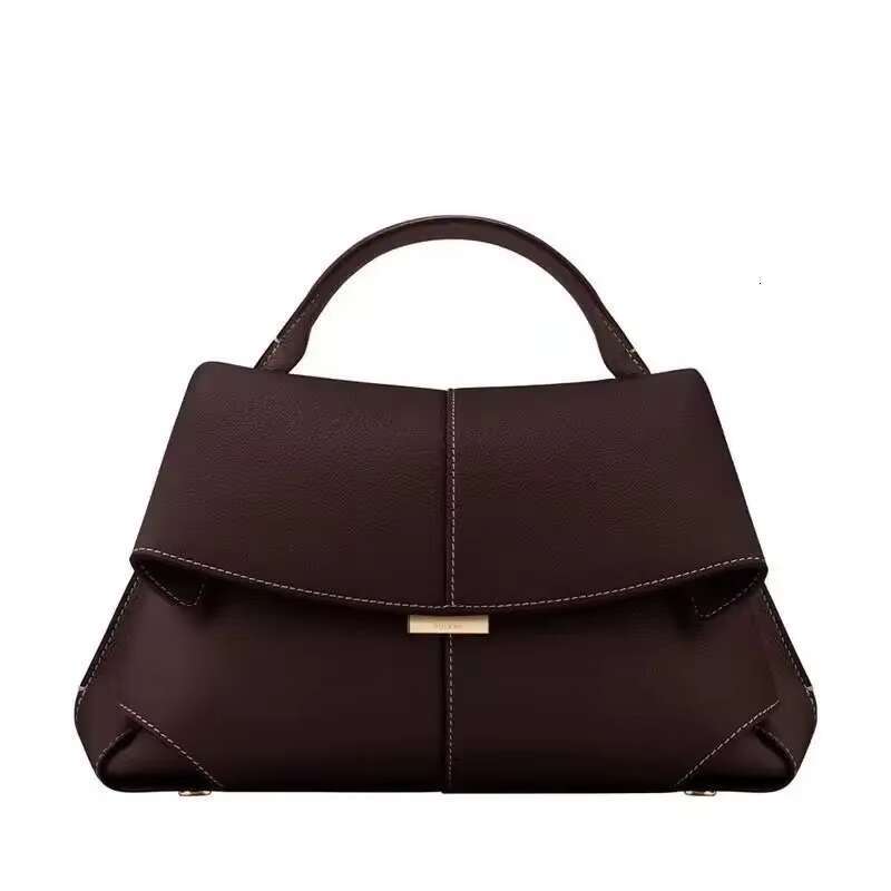 2024 New Cowhide Handbag, Fashionable Pleated Leather Shoulder Bag, French Casual High-Sensitivity Crossbody Bag