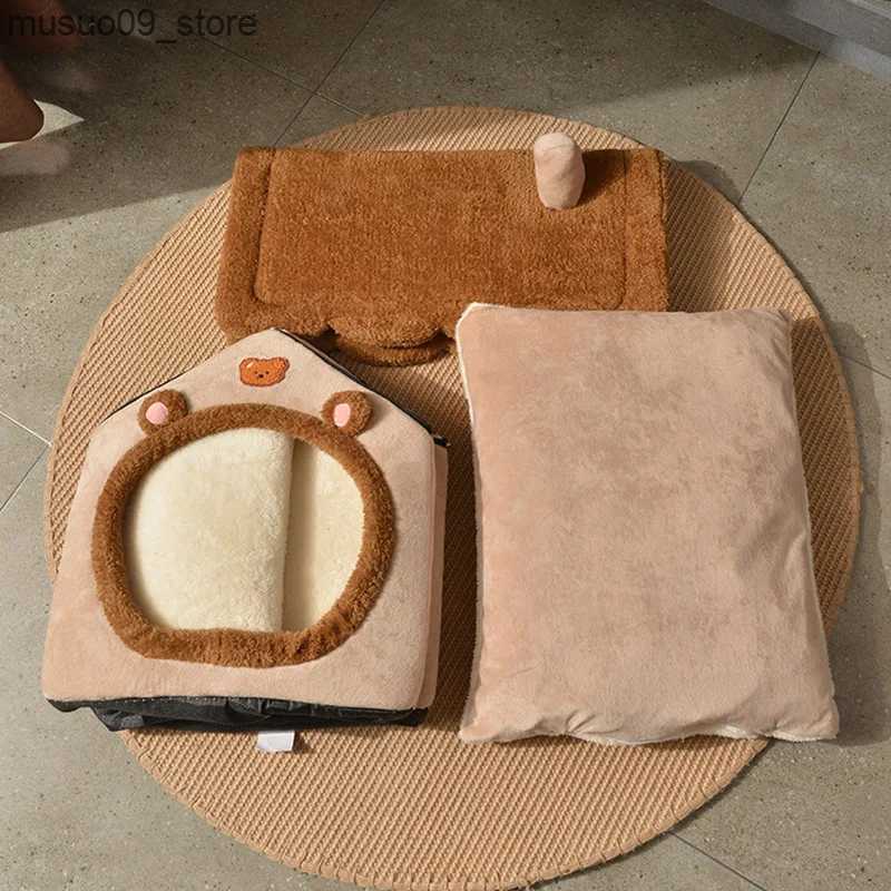 kennels pens Foldable Dog House Winter Warm Plush Pet Sleep Nest Detachable Pet Sofa Mat Portable Dog House Pet Supplies L240910