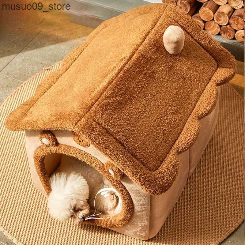kennels pens Foldable Dog House Winter Warm Plush Pet Sleep Nest Detachable Pet Sofa Mat Portable Dog House Pet Supplies L240910