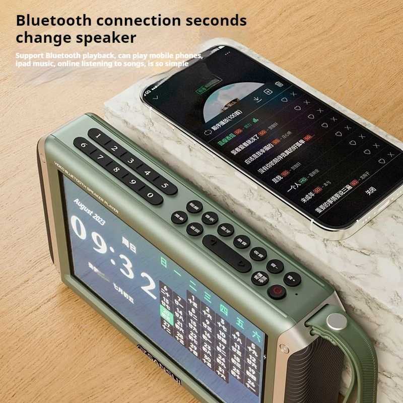 Radio SANSUI F55 Wireless Speaker 7-inch LED Display Ra Portable FM Ra TF Card Slot MP4 Music Player Video Speaker Z241106
