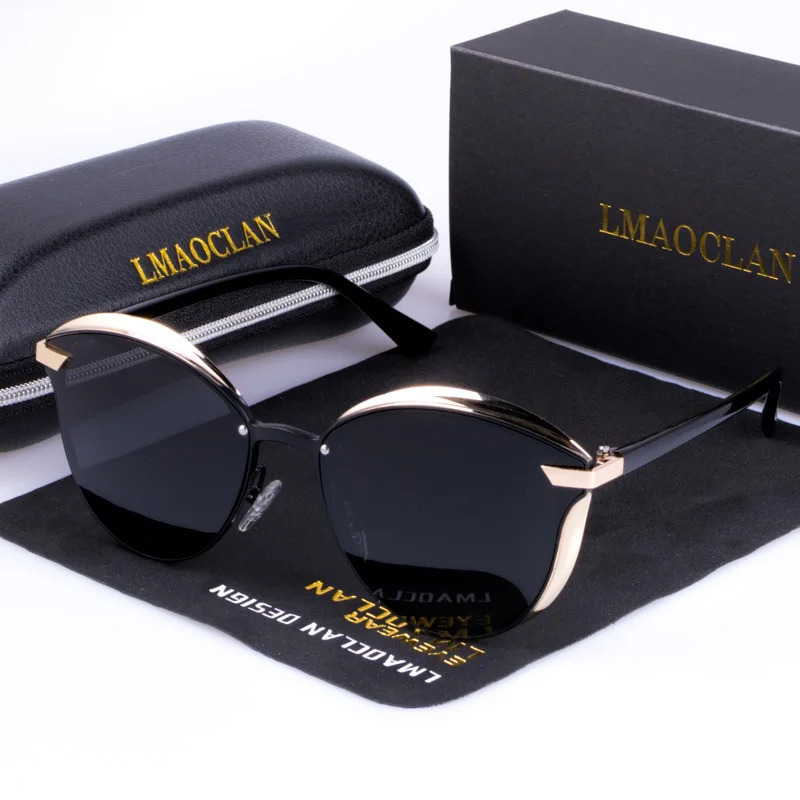 LMAOCLAN Womens Polarized Sunglasses Fashion Cat Eye Womens Retro Womens Sunglasses Oculos Gafas 241106
