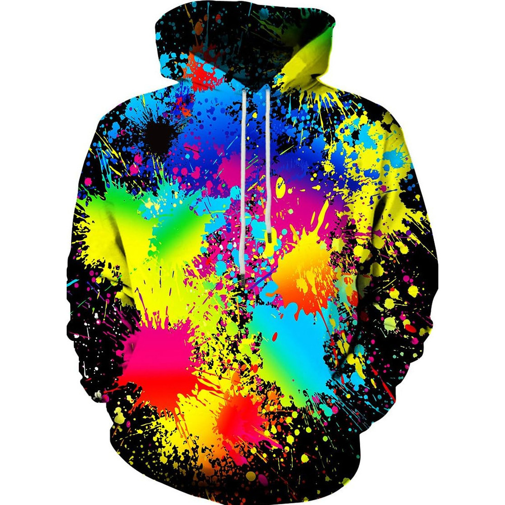 Hoodie for Mens Womens Unisex Graphic Print Hoodies 3D Colorful Novelty Design Long Sleeve Sweaters with Pocket Graphic Fashionable and Warm