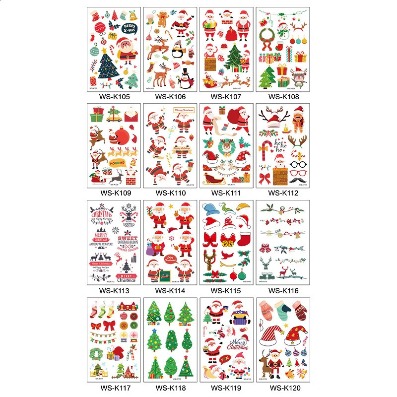 50 pieces/batch 7x12cm tattoo stickers Christmas mixed style cover Elk scar waterproof temporary body art HA1767 241105