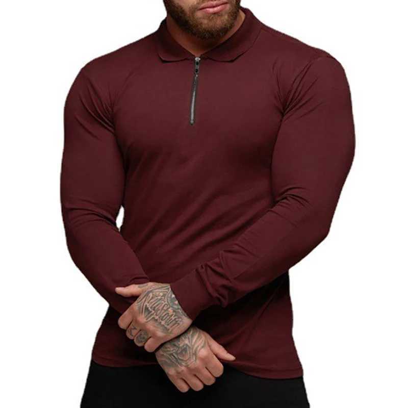 New autumn mens elastic cotton sports mens spring casual long Sve breathable T-shirt gym clothing W241106