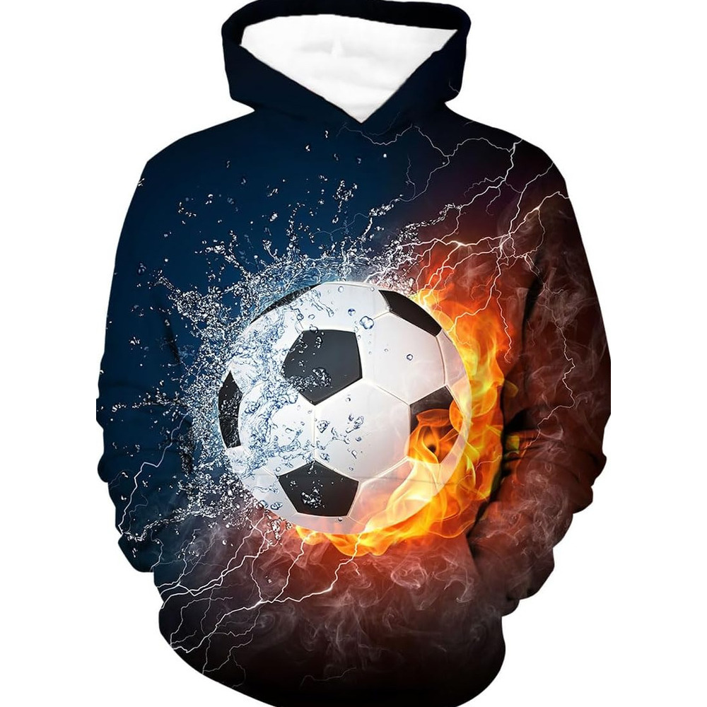 Hoodie for Mens Womens Boys Girls 3D Hoodie Pullover, Novelty Unisex Hooded with Pocket, Long Sleeve Hoodies for teen Graphic football