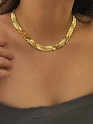 10MM Mens Snake Long Chain Necklace Gold Plated Flat Herringbone Choker Hip Hop Male Choker Colar Jewelry Gifts for Him 36-76CM240327