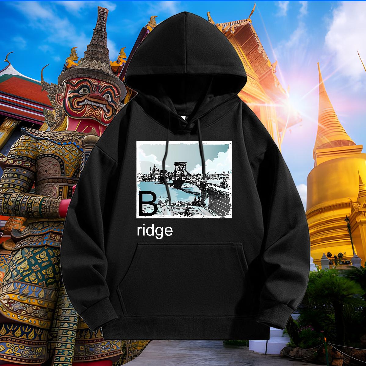 Fashion Design Hoodie for Men Loose Fit Mens Hoodie Black Oversized Pullover Hoodie Spring Autumn Breathable Drawstring Hoodie Thick Plush