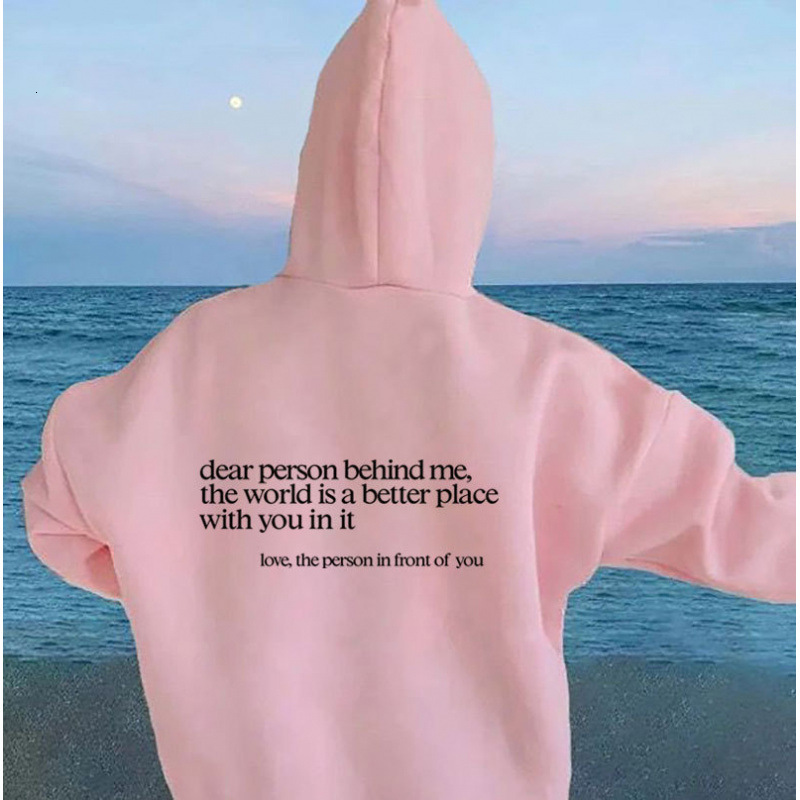 New designer women's plush sweater with lettering slogan, kangaroo pocket, drawstring printed hoodie, oversized trendy long sleeved shirt