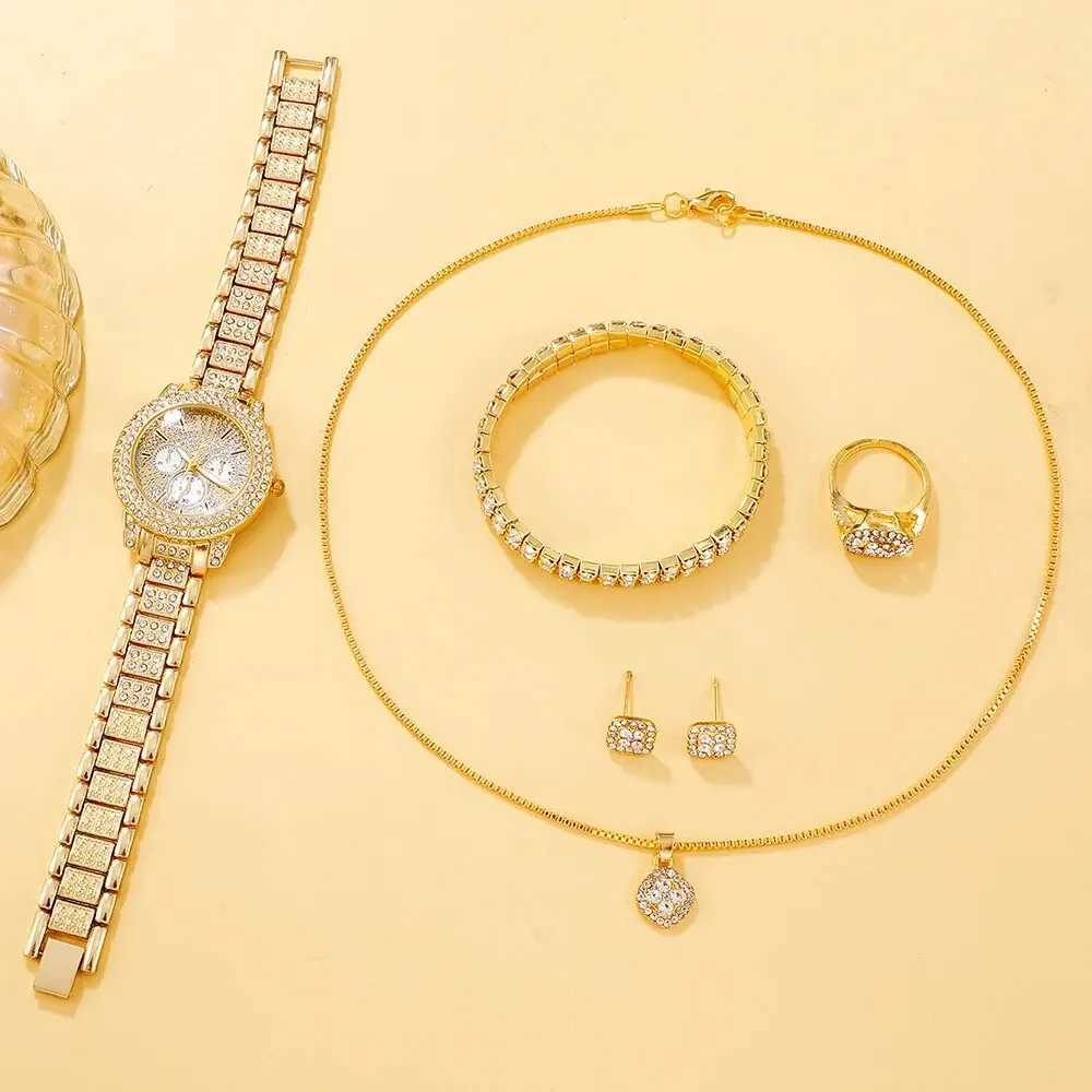 6-piece gift box gold luxury brand design simple womens quartz watch Montre Femme X2411061