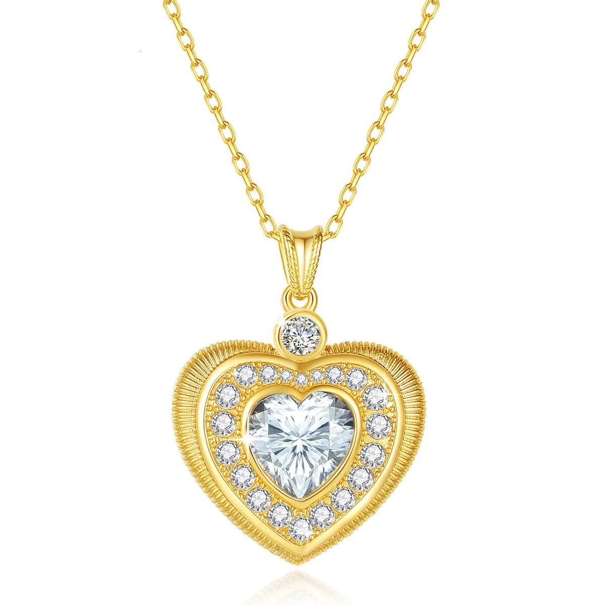 Szjinao 100% genuine 18K gold heart necklace 9mm 3ct silica pendant K gold wedding jewelry wholesale with certificate 241106