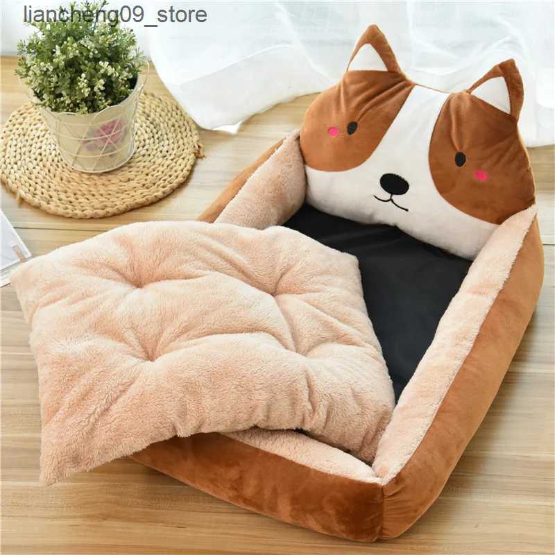 kennels pens Warm dog and cat bed sofa for winter washable cartoon pet bed suitable for dogs cats Yorkshire and Carten Kenis pet product accessories L