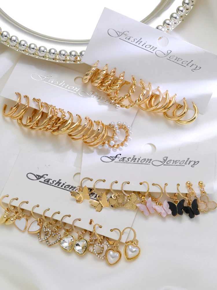 New set of 23 gold bow earrings designed for vintage pearl ring pendant earrings in Wenbohe and fashionable jewelry gifts X241106
