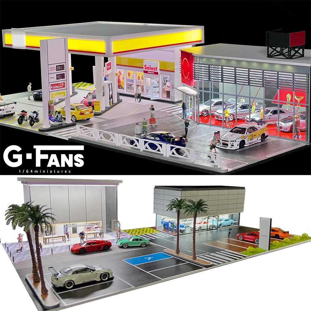 Architecture/DIY House GFans NEW Model 1 64 Scale Diorama Car Garage Model With LED Lights Parking Lots City DIY Model Sets Collection Display Gifts R