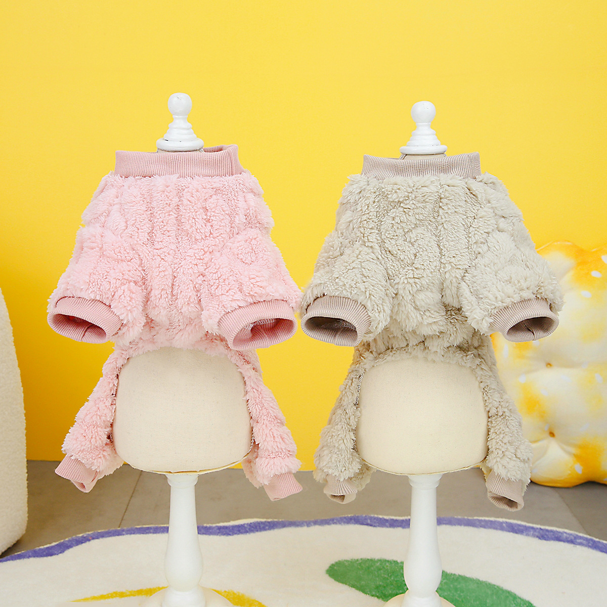 Pet Dog Apparel Four Legs Fleece Clothes Blank Color Autumn Winter Dog Clothes Jumpsuit