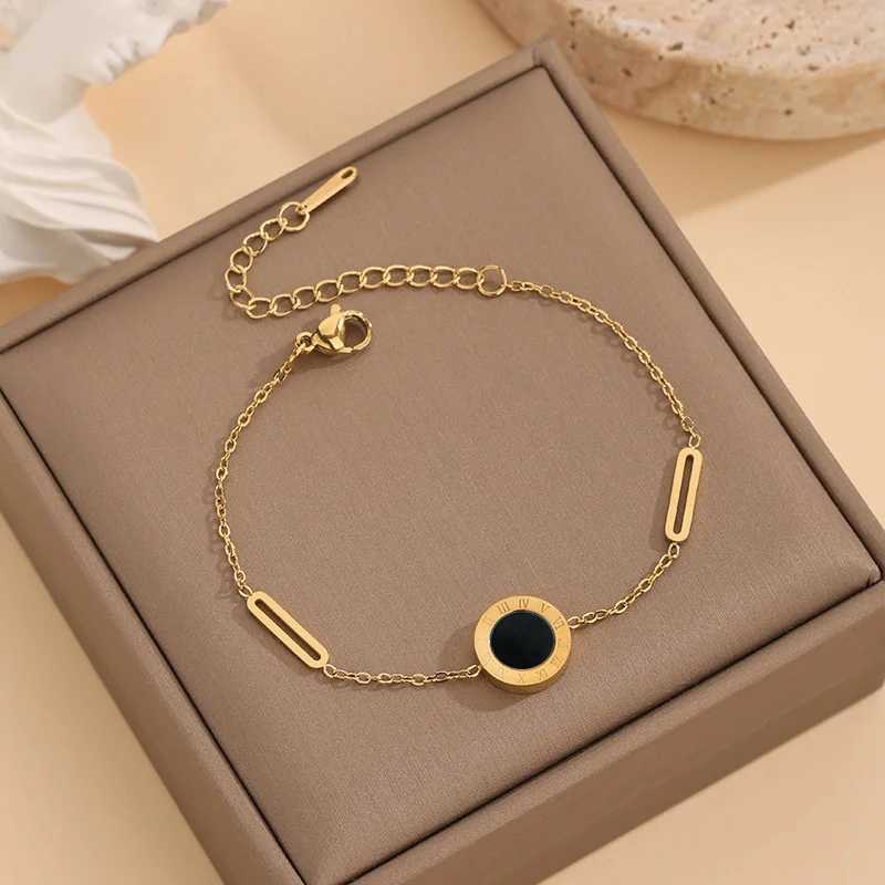 Fl 304 stainless steel black and white shell Ran digital O chain necklace bracelet earrings womens jewelry set X241106