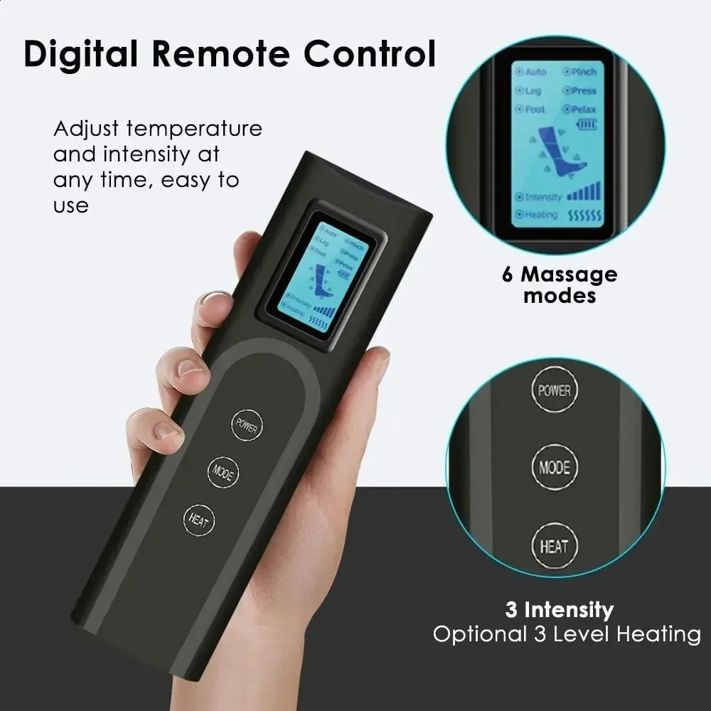 Leg massager compression calf massager muscle pain relief boot device with handheld knee heat controller 241105