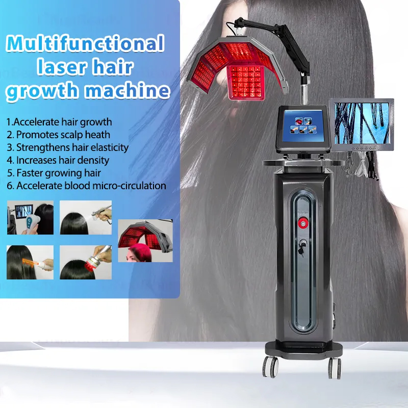 Top Notched 5 in 1 Hair Growth Anti-hair Loss Treatment 650nm Diode Laser LLLT Hair Regrowth Machine Scalp Analysis Nourishing Massage Machine