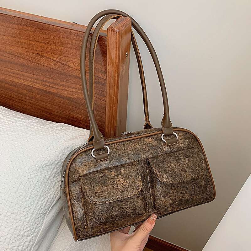 Designer Bag 2024 New Niche Retro Women's Shoulder And Underarm Bag Casual Zipper Horizontal Portable Small Square Bag
