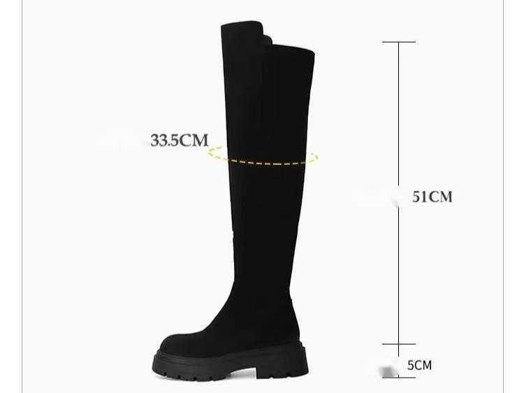 CMM Knee Over Long Boots for Petite Individuals Autumn Winter Collection Thick Soled Slim and Stretchy Boots Versatile for Women