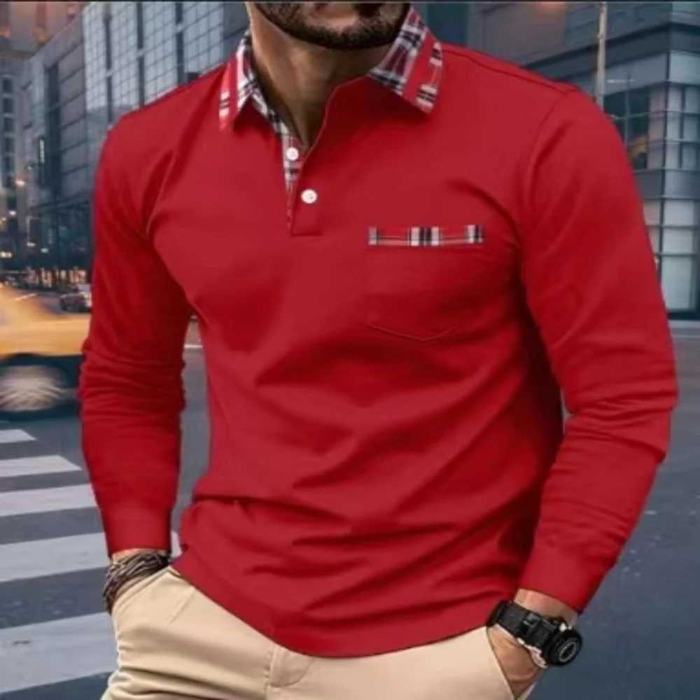 Autumn mens shirt zipper collar wearing long Sve pocket mens top casual shirt solid color T-shirt W241106