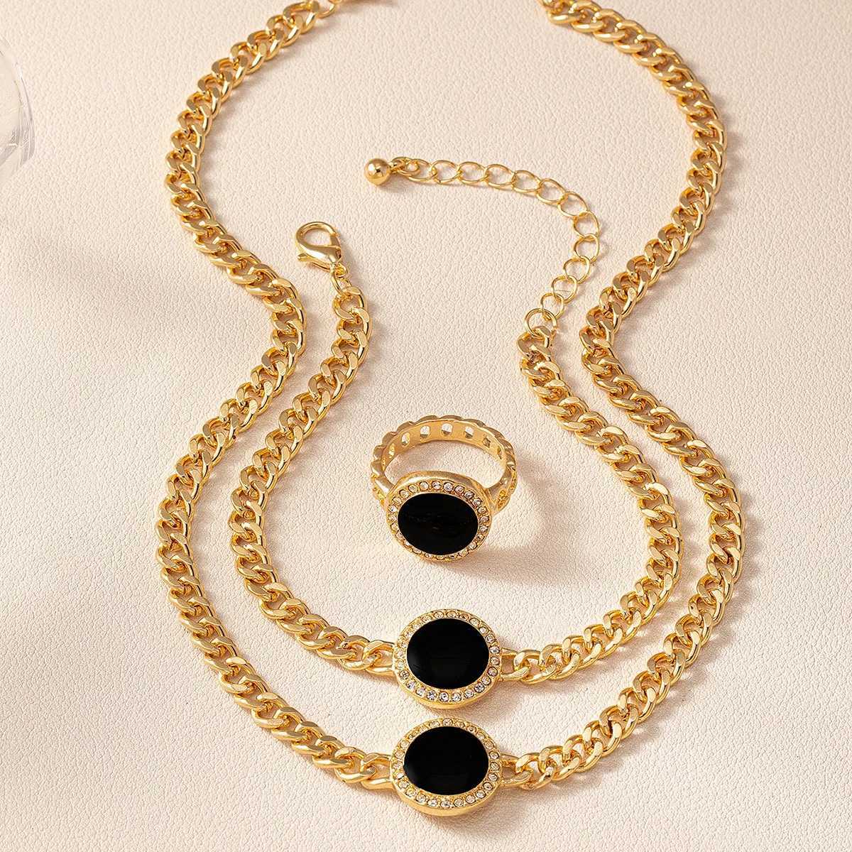 Geetry Jewelry Set Metal Enamel Bracelet Ring Holiday Party Gift Fashion Simple Style S020 X241106