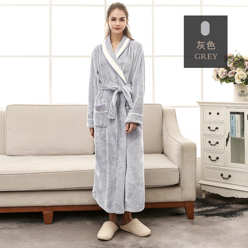 Women's autumn and winter new long plush thick cardigan nightgown Korean version cute rabbit ear bathrobe warm set trendy