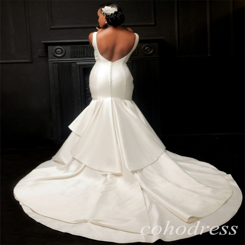 Eleagnt Mermaid Wedding Dresses With Detachable Train Scoop South African Plus Size Church Bridal Gowns Backless Romantic Bride Vestio De Novias 2025