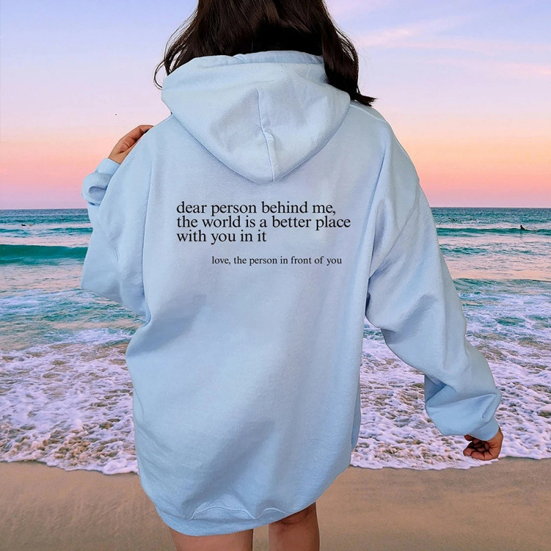 New designer women's plush sweater with lettering slogan, kangaroo pocket, drawstring printed hoodie, oversized trendy long sleeved shirt