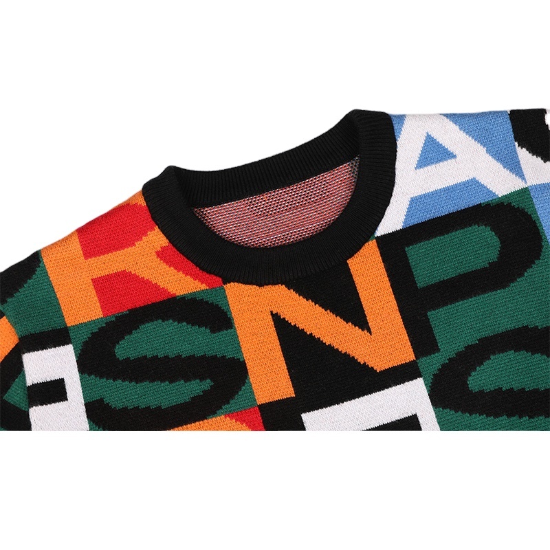 Custom men sweater Jacquard letter knitwear men Crew neck pullover casual knit jumpers winter men Knitted sweater