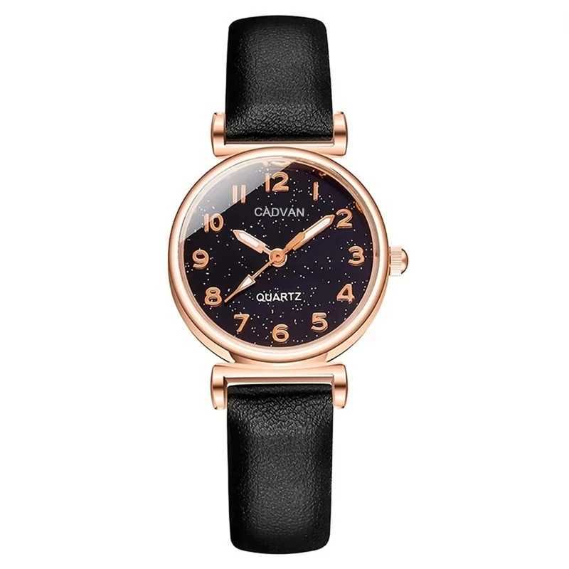 5-piece Wen Fashion casual belt watch simple womens starry sky circular dial quartz watch dress clock X241106