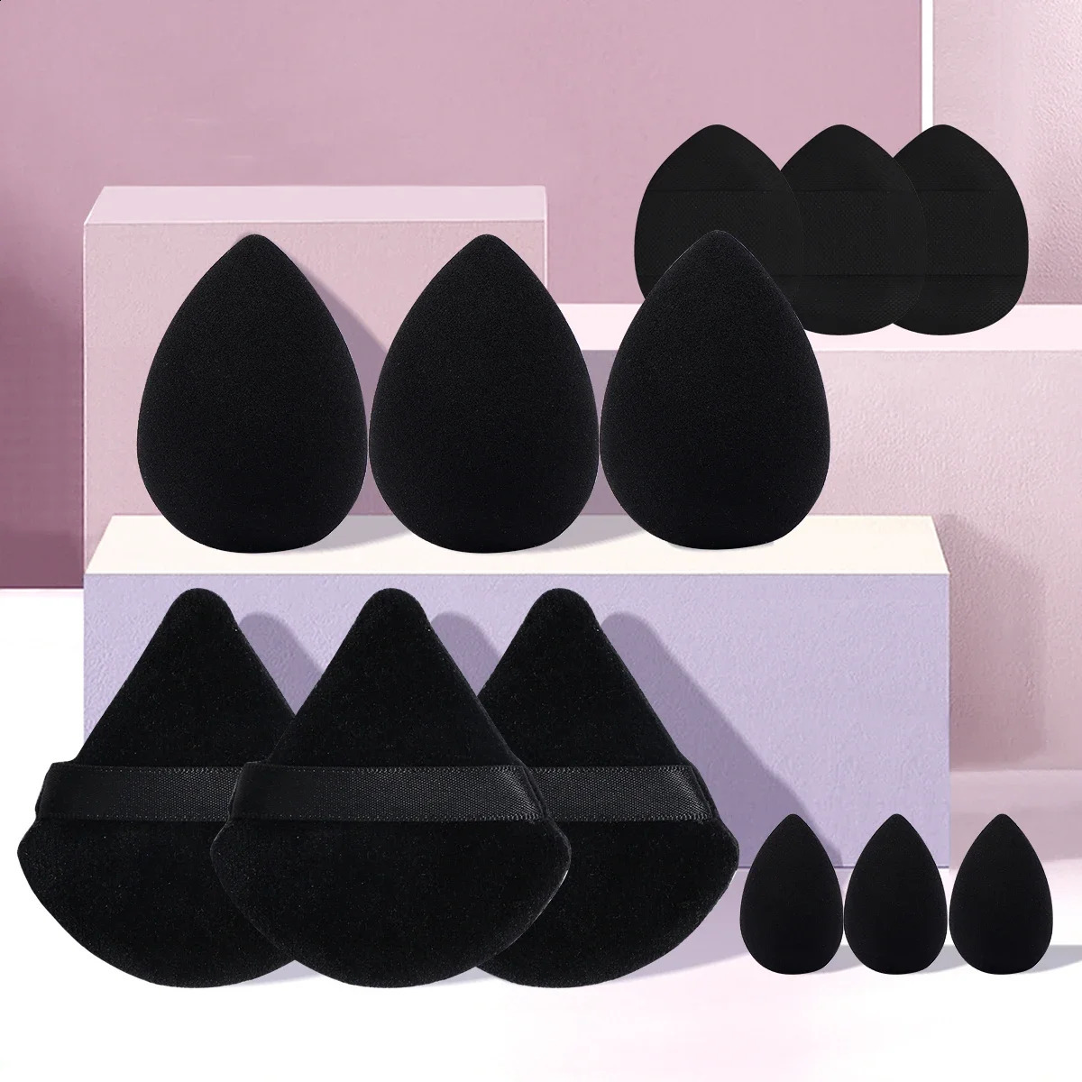 12 piece makeup puff kit mixed with sponge triangle powder puff finger air puff beauty tool tool 241105