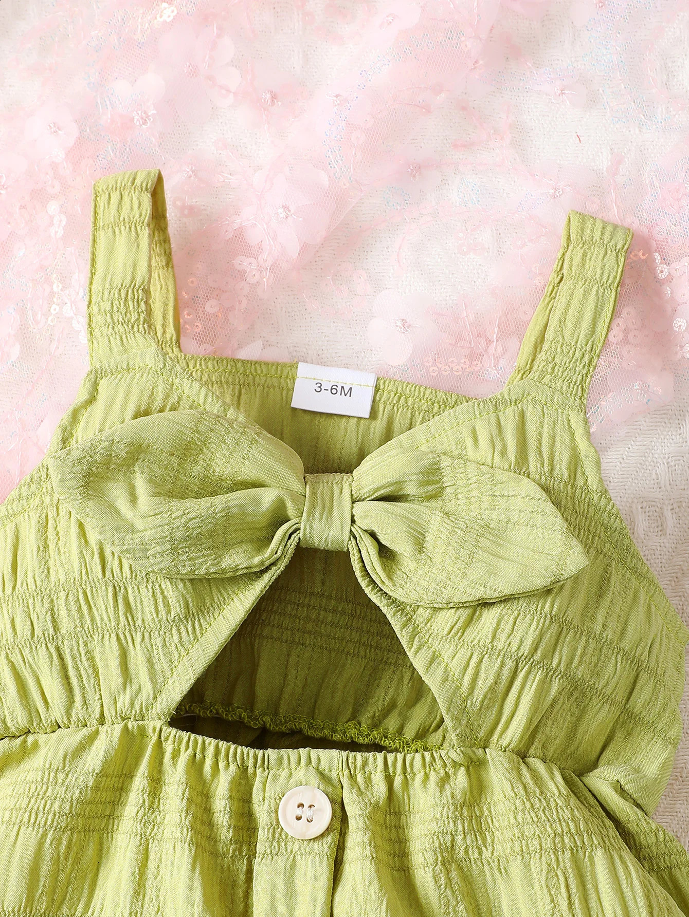 Toddler Summer Baby Girls Dress Green Sling Bow Hollow Dresses Elegant Infant Fashion Girl Party Princess 240322