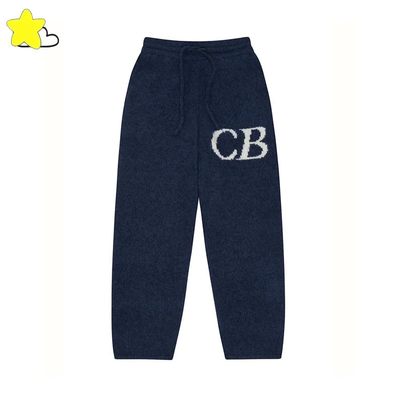 Heavy Fabric Quality CB Jacquard Drawstring Pants Men Women Knit Sweatpants Royal Blue Green 241104