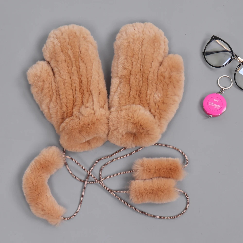 selling natural Rex Rabbit fur gloves with good elasticity womens winter knitted genuine Rabbit fur gloves outdoor genuine leather gloves 241106ww