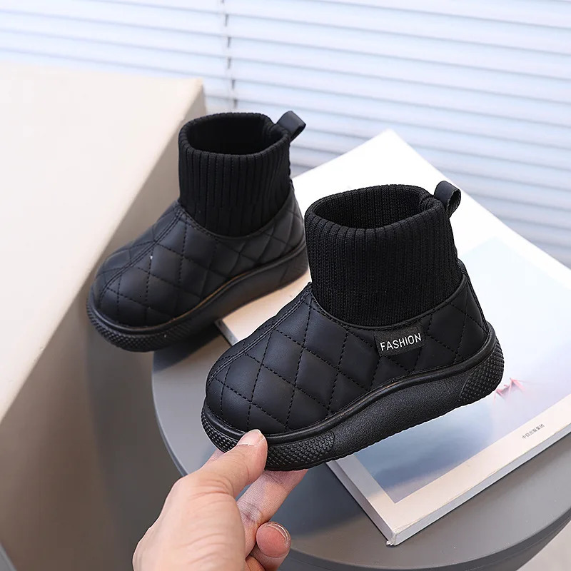 Winter Children Snow Boots for Boys Thick Sole Anti Slip Kids Casual Shoes Thicken Plush Warm Girls Boots Baby Cotton Shoes 241106