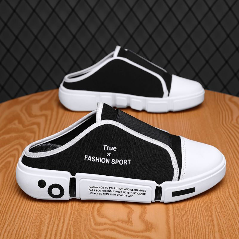 2024 Summer Canvas Korean Edition Trendy One Step Breathable Lazy White Board Men's Casual Shoes Men